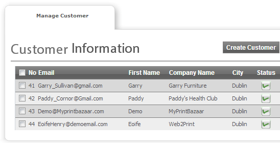 Customer and Prospect Lists - web to print Ireland and Print MIS Software