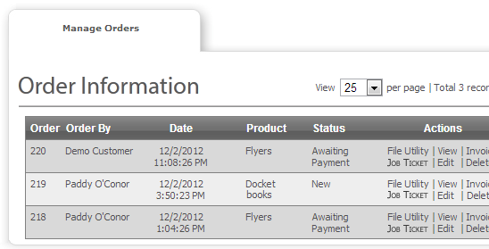 Order Management - web to print Ireland and Print MIS Software