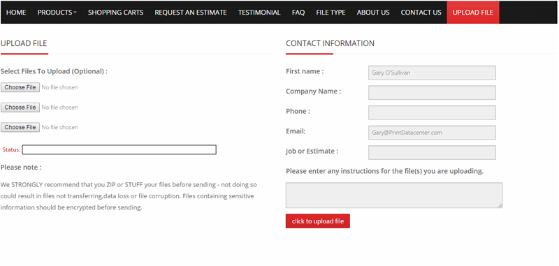 File Upload - Web To Print and Print MIS Software